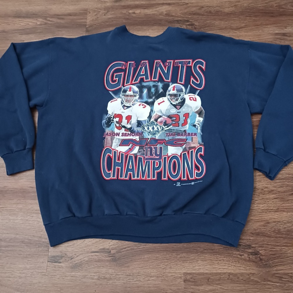 Vintage New York Giants Sweatshirt XL NFL Football Champions Sehorn Barber